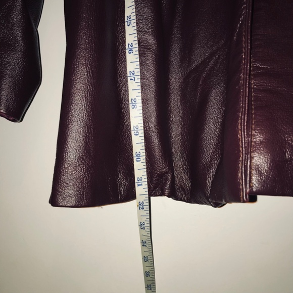 Vintage 90s Women Oscar Piel Dark Burgundy Genuine 100% Leather Jacket Coat 2XL - Picture 11 of 13